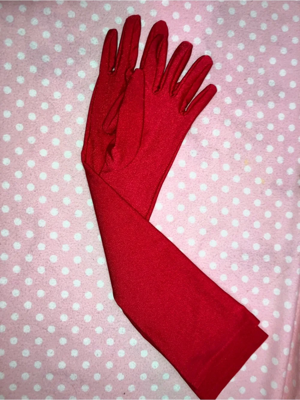 Red Long Evening Gloves - Women OS